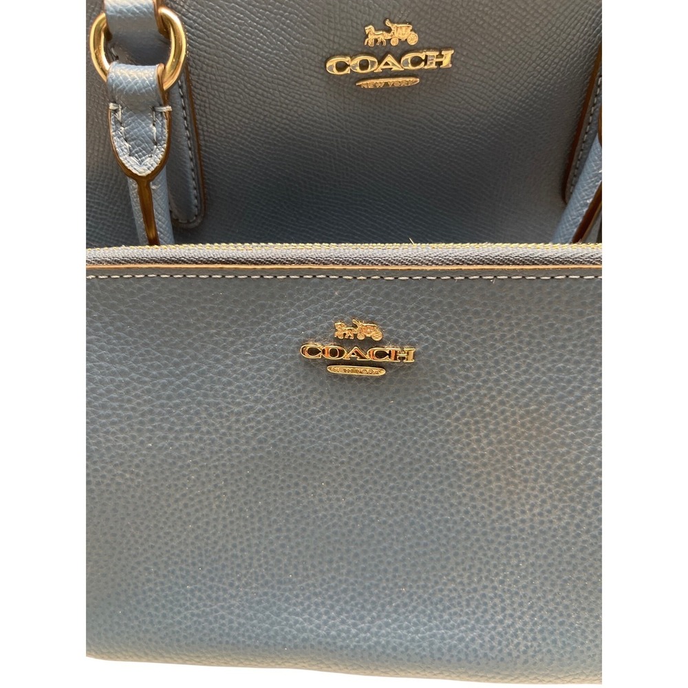 Coach Christie Carryall Blue Crossgrain Leather Satchel Bag F11925 - Picture 14 of 16